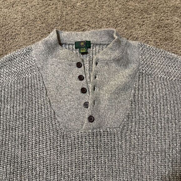 Club Room Luxury 1/4 Button Pullover Mens Fisherman M Chunky Knit Cotton Sweater - Picture 2 of 9